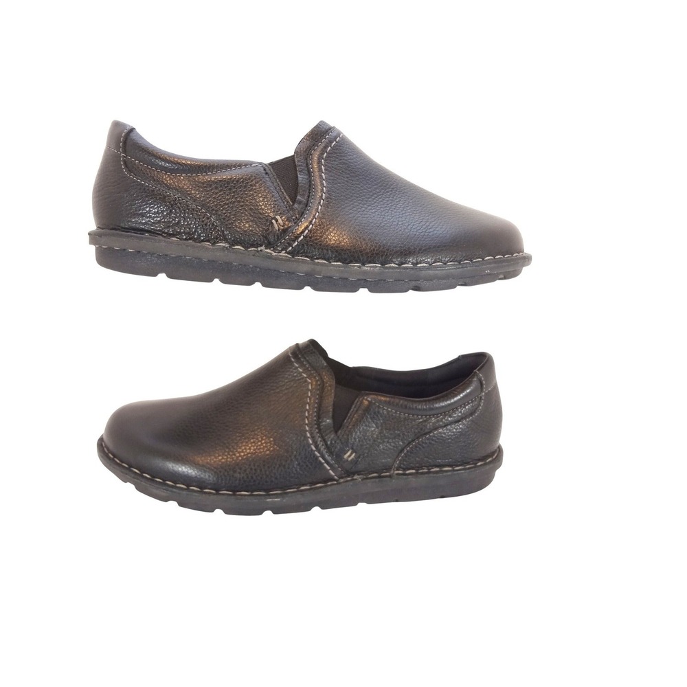 Clarks Collection Loafers Women 9 Wide Black Excellent Leather Slip On Cushioned - Picture 3 of 8